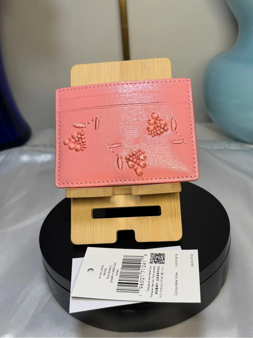 kate spade Pink Floral Embossed Card Holder NWT